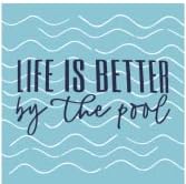 Adabana Outdoor Waterproof Pillow Covers 20x20 Inch, Life is Better | Blue Decor Waterproof Pillow Cover Set of 2 for Patio, Porch, Garden Furniture,Life is Better by The Pool