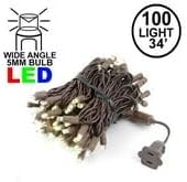 Novelty Lights 34ft 100 LED Warm White Christmas String Lights, Brown Wire