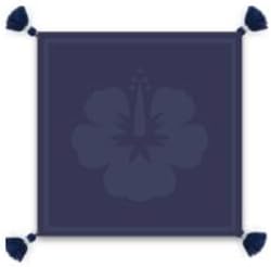 Hofdeco Premium Coastal Patio Outdoor Performance Pillow Cover Only, 18"x18" Water Repellent, UV and Fade Resistant for Backyard, Couch, Dark Navy Blue Embroidered Hibiscus Floral with Tassels