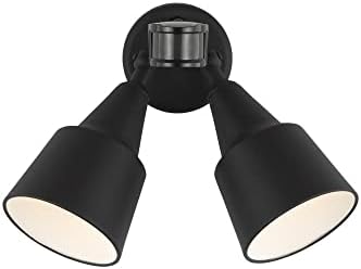 Generation Lighting 2-Light Motion Sensor Flood Light in Black | Wet-Rated Aluminum Fixture with Photocell, an Exterior Lighting Fixture and Outdoor Lamp for Home Security, Yard, or Driveway