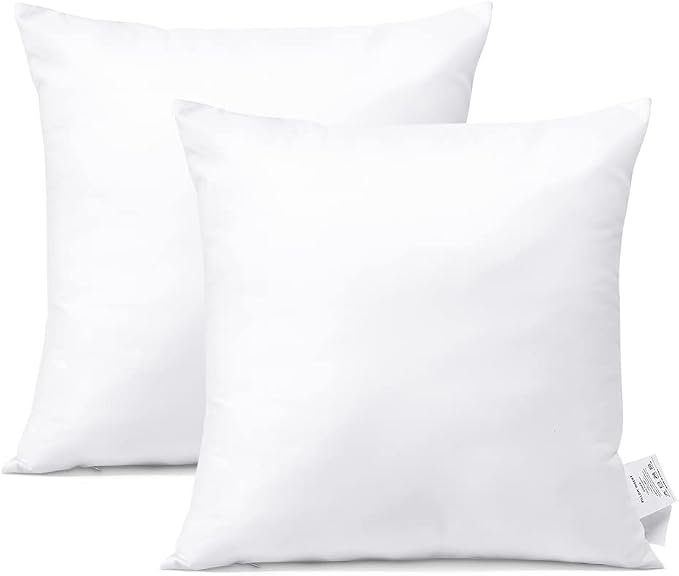 OTOSTAR Outdoor Throw Pillow Inserts - Pack of 2 Water Resistant Cushion Inner Pads for Patio Garden Coffee House Decorative Waterproof Pillow Inserts 16x16 Inch -White