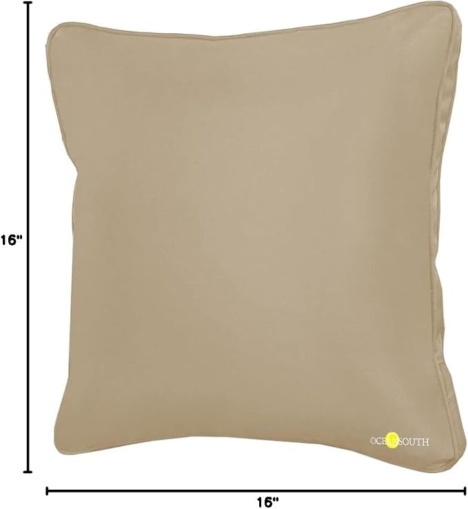 Oceansouth Boat Deck Pillow/Outdoor Waterproof Throw Pillow (Beige, 16" x 16") Cushion Outdoor Furniture Lumbar Back for Chair Patio seat Cover Chairs Home Decor Pillows Waterproof Bed Cases Garden