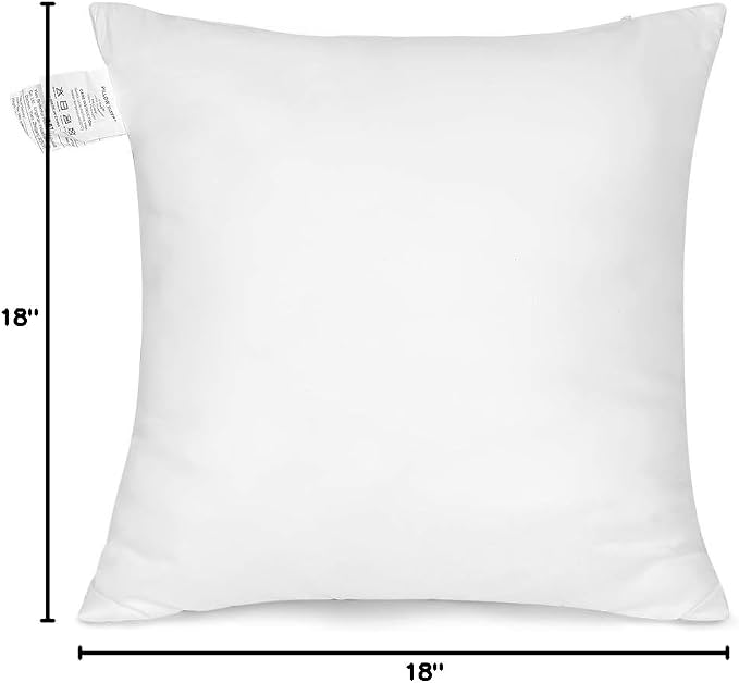 OTOSTAR Premium Waterproof Throw Pillow Inserts, Pack of 1 Square Form Cushion Stuffer for Garden, Bench, Patio - Outdoor Decorative Pillow Inserts White 18x18 Inches