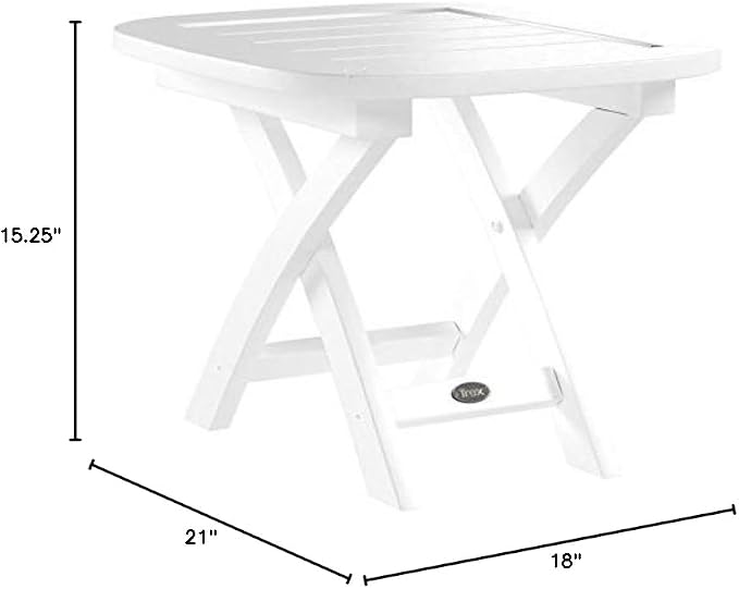 Trex Outdoor Furniture Yacht Club Side Table, 21-Inch by 18-Inch, Classic White