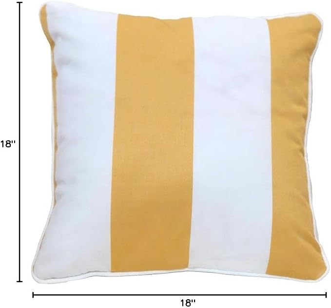 East Green 18 x 18 Waterproof Outdoor Pillow with Insert, Yellow Stripe - Premium Olefin Outdoor Accent Pillow for Patio Furniture