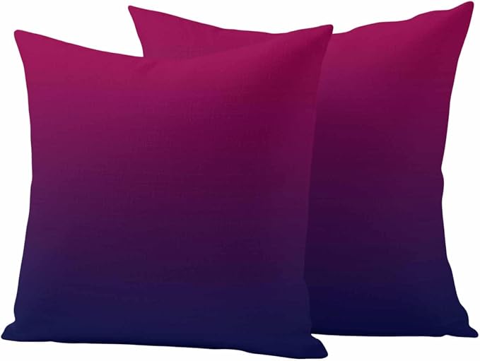Outdoor Waterproof Pillow Covers Purple Burgundy Red Ombre Throw Cushion Case, Modern Color Gradient Pillowcase for Bed,Sofa,Couch, Patio Furniture, 18x18in, 2Pack Decorative Pillows Protector