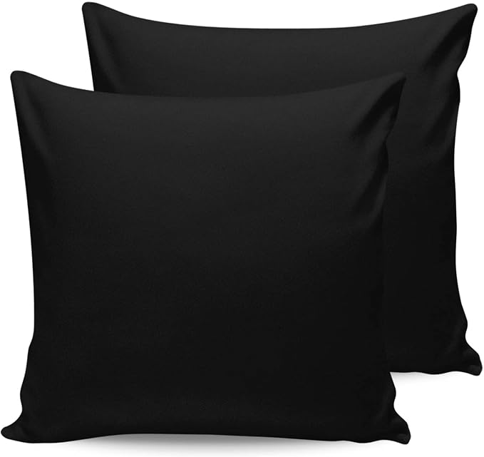 Outdoor Waterproof Pillow Covers for Patio Furniture Black Decorative Throw Pillow Cover Solid Color Pillowcases Set of 2 Cushion Case for Sofa Couch Chair Home Decor 18x18 inch x 2pcs