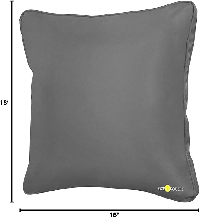 Oceansouth Boat Deck Pillow/Outdoor Waterproof Throw Pillow (Dark Gray, 16" x 16") Cushion Outdoor Furniture Lumbar Back for Chair Patio seat Cover Chairs Home Decor Pillows Waterproof Bed Cases