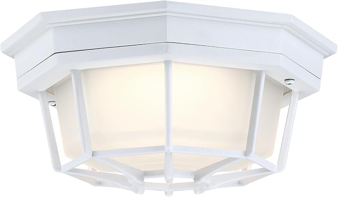 2 Pack 8.5” Octagonal LED Flush Mount Ceiling Light 2700K 3000K 3500K 4000K 5000K White Hallway Lights Exterior Dome Light for House White LED Ceiling Lamp,Aluminum Alloy,Glass,14W,120V,750lm-1000Lm
