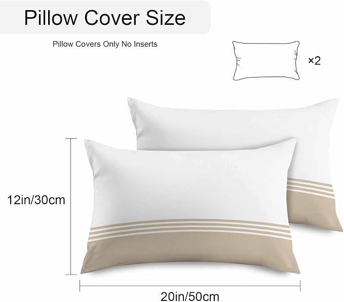 Lumbar Pillow Covers 20x12 Inch Set of 2, Beige White Striped Waterproof Outdoor Cushion Covers, Modern Abstract Art Aesthetics Decorative Pillowcases for Couch, Sofa, Bed, Garden, Patio