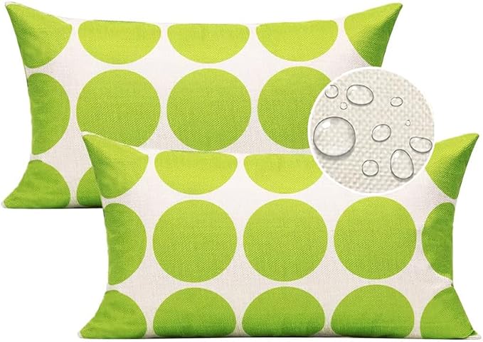 All Smiles Outdoor Waterproof Throw Pillow Covers 12X20 Lumbar Set of 4,Peakgreen Decorative Cushion Covers Boho Decorations Outside for Patio Furniture Porch Seat Chair Couch Sofa Living Room