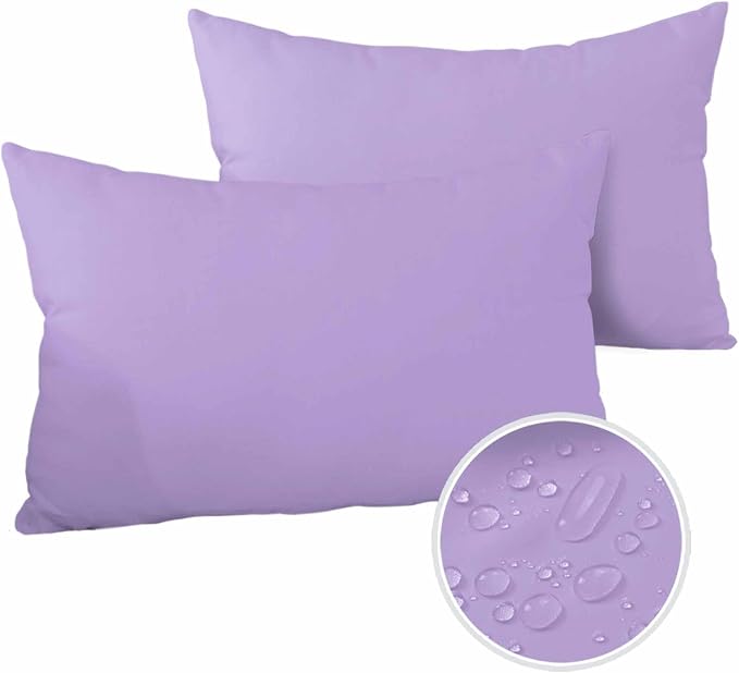 Outdoor Waterproof Throw Pillow Covers Set of 2 Lavender Purple Lumbar Pillowcases 20x12 Inches Simple Style Patio Decorative Pillows Cushion Case Patio Pillows for Couch Bed Chair Garden