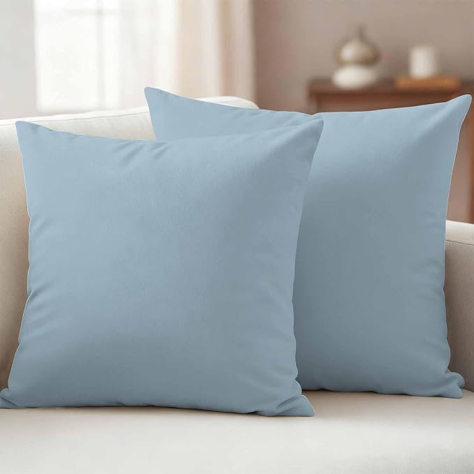 Sky Blue Outdoor Pillow Covers 24x24 Inch Throw Pillow Covers Set of 2 Waterproof Decorative Pillow Cases Modern Pure Winter Sky Blue Cushion Covers for Patio Furniture Garden Couch Sofa