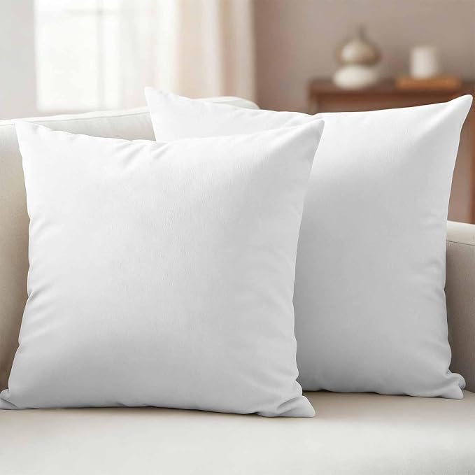 White Waterproof Outdoor Pillow Covers 26''x26'' Set of 2, Modern Simple Patio Furniture White Cushion Covers for Chairs, Decorative Solid Color Pillow Cases for Garden/Pool/Beach