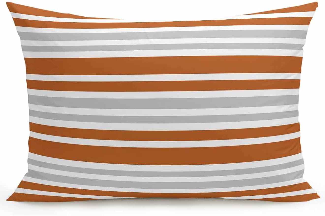 Outdoor Waterproof Throw Pillows Abstract Modern Stripes Patio Pillows,Decorative Pillow Covers with Insert,Pillow Cushion Case for Garden Couch Sofa Orange White Gray