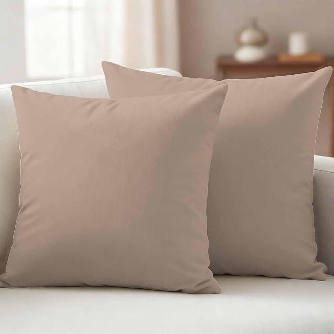 Outdoor Pillow Covers 26 x 26 Inches, Beige Solid Color Waterproof Throw Pillow Cover Set of 2, Aesthetics Contemporary Luxury Decorative Square Cushion Covers for Patio/Couch/Garden