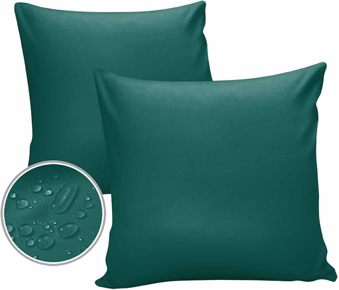 Outdoor Waterproof Throw Pillow Covers Set of 2 Aventurine Green Pillowcases 16x16 Inches Simple Style Patio Decorative Pillows Cushion Case Patio Pillows for Couch Bed Chair Garden
