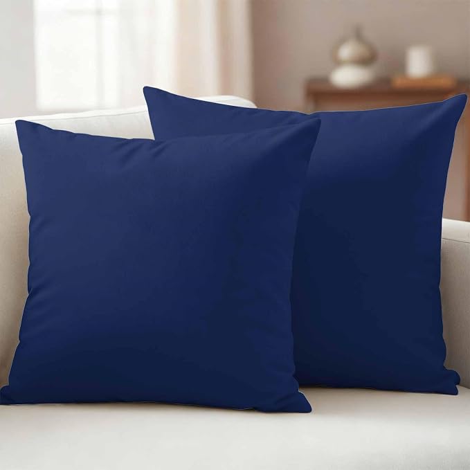Outdoor Pillow Covers 26 x 26 Inches, Navy Blue Pure Color Waterproof Throw Pillow Cover Set of 2, Aesthetics Contemporary Luxury Decorative Square Cushion Covers for Patio/Couch/Garden