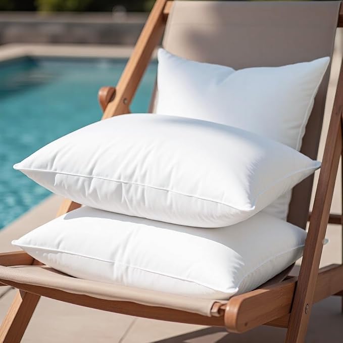 16x16 Outdoor Pillow Inserts Set of 4 Small Size Waterproof Square White DecorativeThrow Pillow Inserts for Indoor Couch Sofa Beds Cushions Outdoor Patio Furniture Cushions