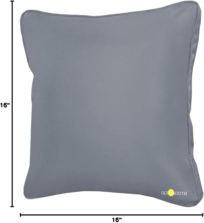 Oceansouth Boat Deck Pillow/Outdoor Waterproof Throw Pillow (Gray, 16" x 16") Cushion Outdoor Furniture Lumbar Back for Chair Patio seat Cover Chairs Home Decor Pillows Waterproof Bed Cases Garden