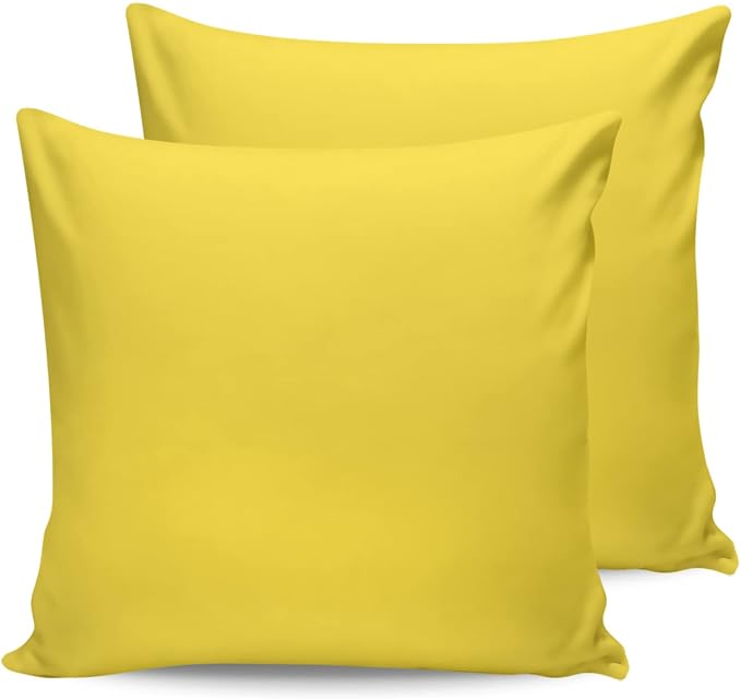 Outdoor Waterproof Pillow Covers for Patio Furniture Bright Yellow Decorative Throw Pillow Cover Solid Color Pillowcases Set of 2 Cushion Case for Sofa Couch Chair Home Decor 16x16 inch x 2pcs