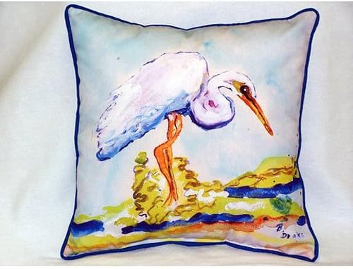 Betsys Egret Large Indoor & Outdoor Pillow 18 x 18