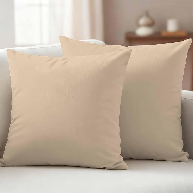 Outdoor Pillow Covers 26 x 26 Inches, Khaki Solid Color Waterproof Throw Pillow Cover Set of 2, Aesthetics Contemporary Luxury Decorative Square Cushion Covers for Patio/Couch/Garden