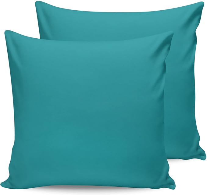 Outdoor Waterproof Pillow Covers for Patio Furniture Teal Blue Decorative Throw Pillow Cover Solid Color Pillowcases Set of 2 Cushion Case for Sofa Couch Chair Home Decor 24x24 inch x 2pcs