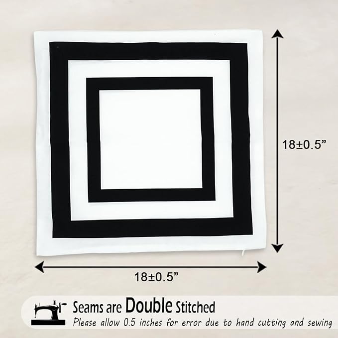 JOJOGOGO White Outdoor Throw Pillow Covers Waterproof 18x18 Set of 2, White and Black Decorative Outdoor Waterproof Boho Pillows 18 x 18 for Patio Furniture Bench (Black Border)