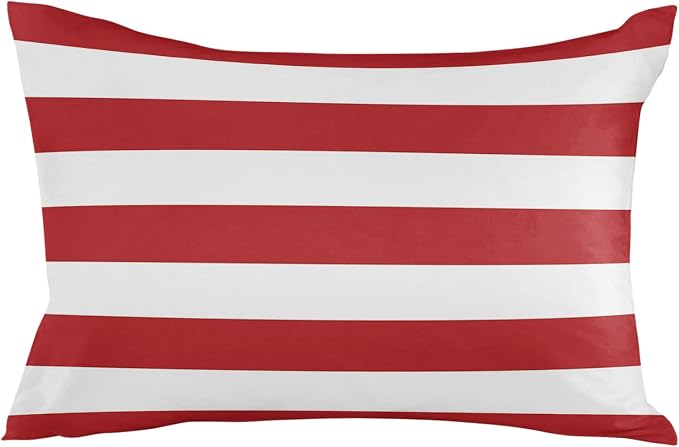 Outdoor Pillows Christmas Stripes Red Waterproof Outdoor Pillow Covers Geometric Red White Polyester Throw Pillow Covers Garden Cushion Decorative Case for Patio Couch Decoration Set of 2