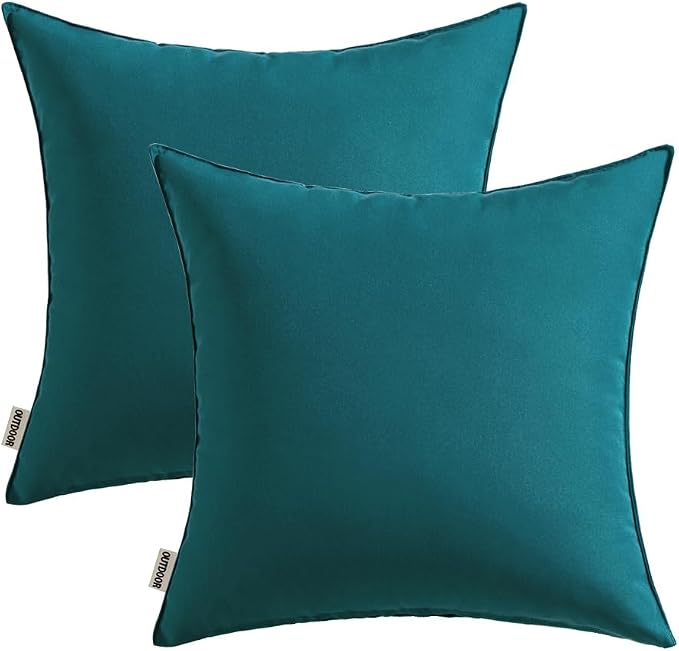 MIULEE Decorative Outdoor Waterproof Pillow Covers 18x18 Deep Blue | Decorative Patio Furniture,Pack of 2,Accent Square Soild Throw Pillow Covers,Summer Garden Tent Couch Sofa