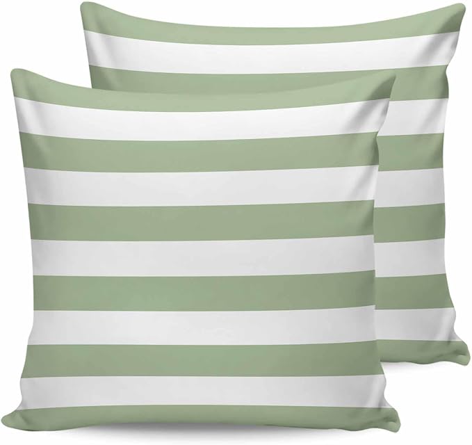 Outdoor Pillows 26x26 Waterproof Outdoor Pillow Covers Spring Stripes Green Polyester Throw Pillow Covers Garden Cushion Decorative Case for Patio Couch Decoration Set of 2 Sage Green