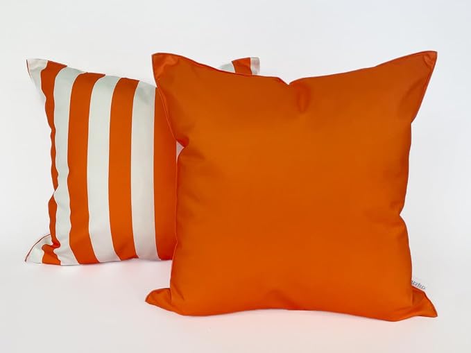 Pack of 2 Outdoor 20''x20'' Solid Waterproof Orange Throw Pillow Covers Decorative Square Patio Pillows for Patio Furniture