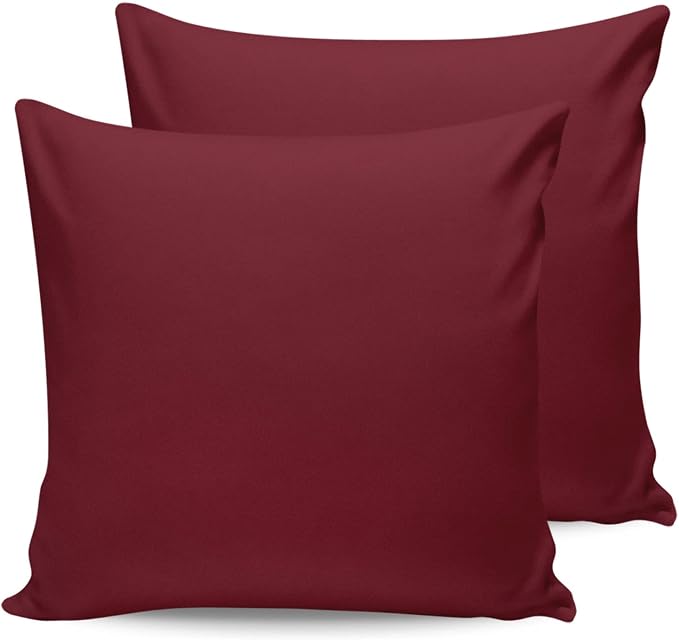 Outdoor Throw Pillow Cover Burgundy Red Simple Solid Color Waterproof Cushion Covers 2 Pack Minimalist Art Dark Maroon Pillow Cases Home Decoration for Patio Garden Couch Sofa