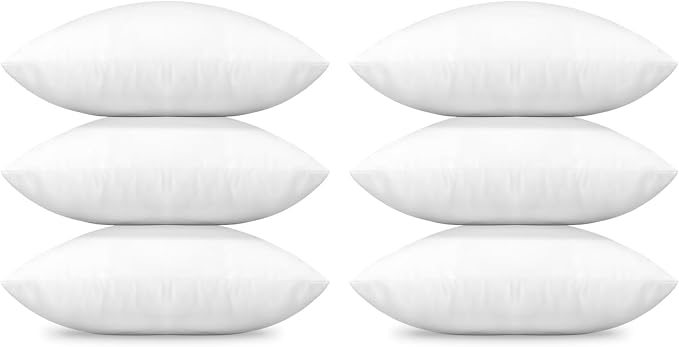 OTOSTAR Outdoor Waterproof Throw Pillow Inserts, Set of 6 Water Resistant Square Form Cushion Stuffer for Bed Couch Decorative Outdoor Sofa Pillows Inserts White, 18x18 Inches