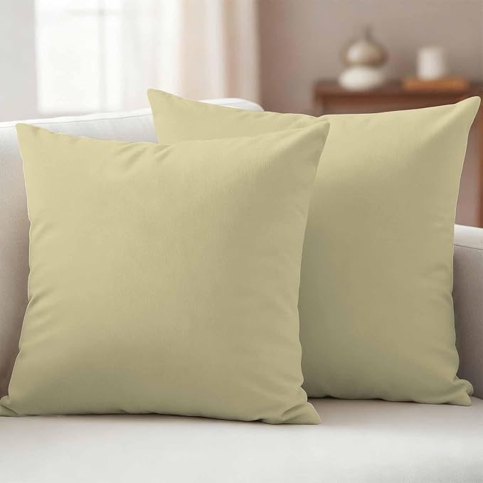 Outdoor Pillow Covers 16 x 16 Inches, Yellow Solid Color Waterproof Throw Pillow Cover Set of 2, Aesthetics Contemporary Luxury Decorative Square Cushion Covers for Patio/Couch/Garden
