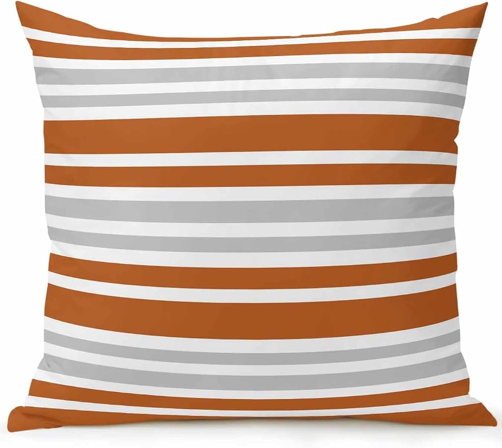 Outdoor Waterproof Throw Pillows Abstract Modern Stripes Patio Pillows,Decorative Pillow Covers with Insert,Pillow Cushion Case for Garden Couch Sofa Orange White Gray