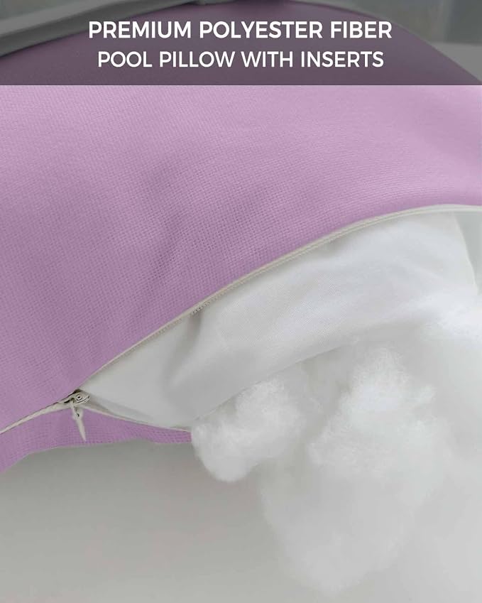 Outdoor Pillow for Lounge Chair with Strap & Insert Lavender Recliner Head Pillow Solid Purple Color Waterproof Headrest Patio Lumbar Pillows for Beach Pool Office Chaise Chair 12x20 Inch