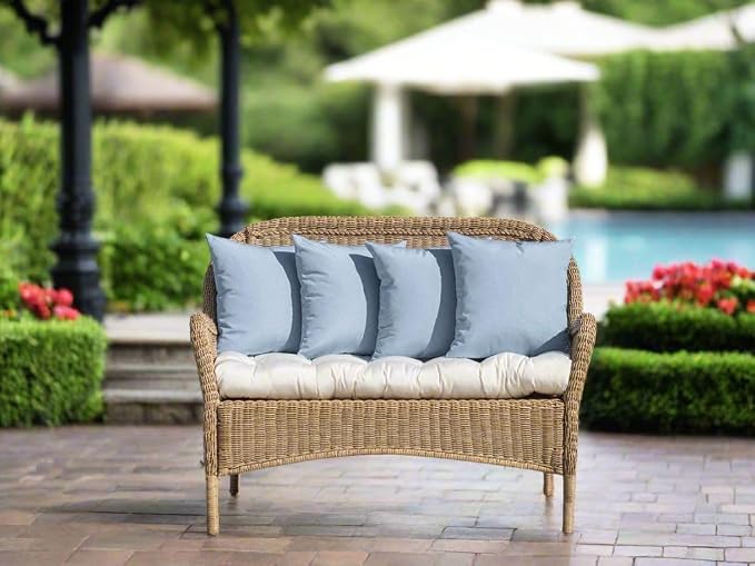RSH DECOR: Sunbrella Square Throw Pillows Set of 2 | 20" x 20" | Water and Fade-Resistant Performance Fabric | Outdoor Pillow Covers with Down-Alternative Inserts | Canvas Macaw Moss