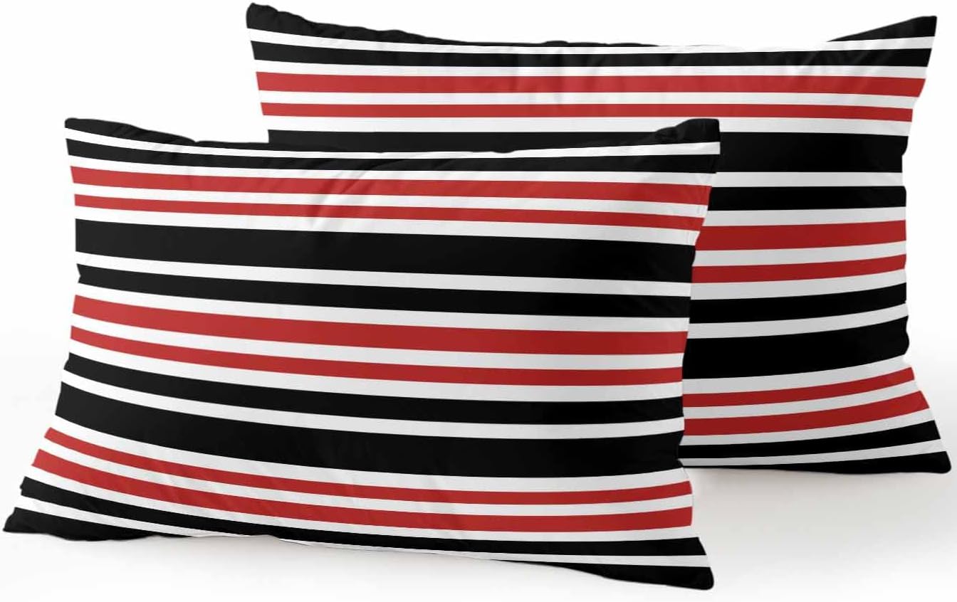 Outdoor Waterproof Throw Pillows Black Red Contrast Monochromatic Tones Patio Pillows Pack of 2,Decorative Pillow Covers with Insert,Pillow Cushion Case for Garden Couch Sofa Geometric Line