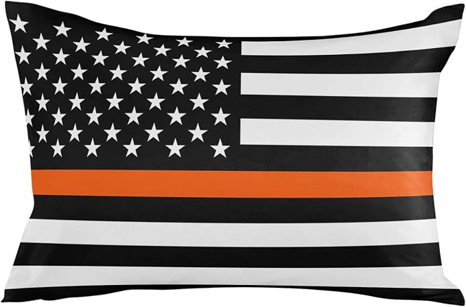 Prime Leader Outdoor Waterproof Pillow Covers Set of 2, Thin Orange Line Flag Search Rescue Officer Patio Throw Pillow Covers, Decorative Cushion Case for Couch Sofa Furniture Garden, 20x12 Inch