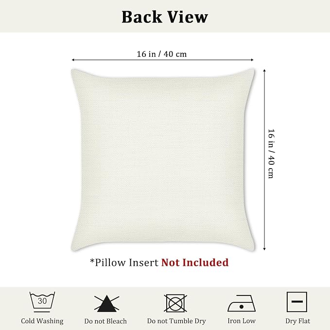 Bonhause Tropical Leaves Throw Pillow Covers 16x16 Set of 4 Green Palm Leaf Monstera Botanical Pillows Case Polyester Linen Cushion Covers for Outdoor Couch Sofa Patio Decor
