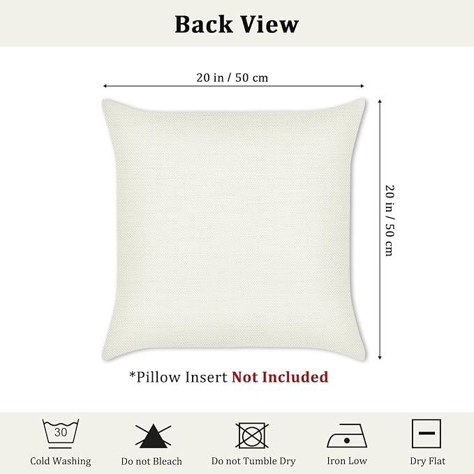 Bonhause Tropical Leaves Throw Pillow Covers 20x20 Set of 4 Green Palm Leaf Decorative Pillow Cases Polyester Linen Outdoor Cushion Covers for Sofa Couch Garden Home Decor