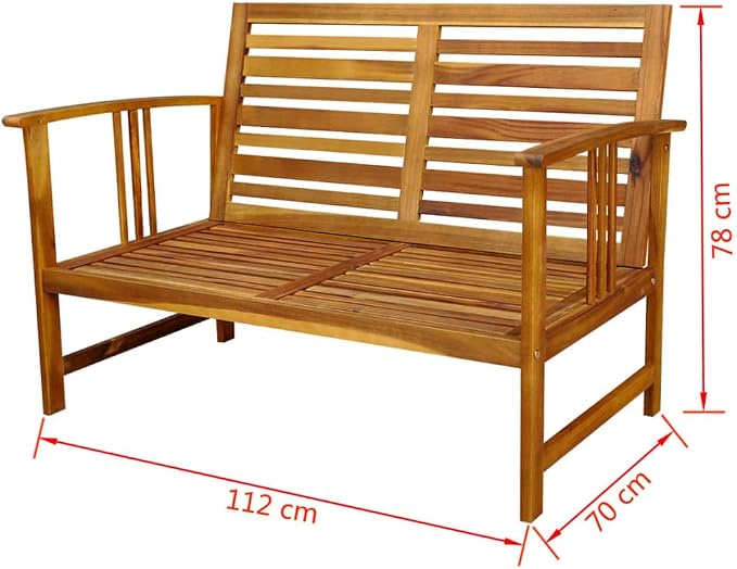 4-Piece Brown Acacia Wood Patio Dining Set with Cushions | Features a rectangular table and seating for 4, ideal for backyard, balcony, or terrace family gatherings.
