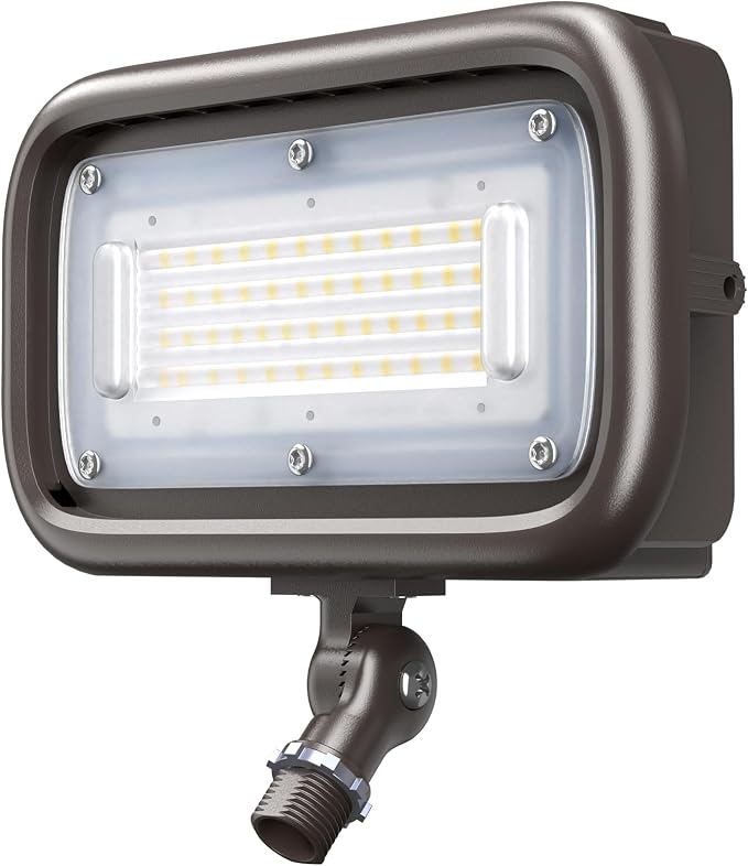45W LED Outdoor Security Flood Lights,AC 120-277 Input | 100lm/W Efficacy,Super Bright LED Chips,7V×7H Beam Spread,180°Adjustable Knuckle Mount,IP65 Waterproof,4000K Color Temperatur