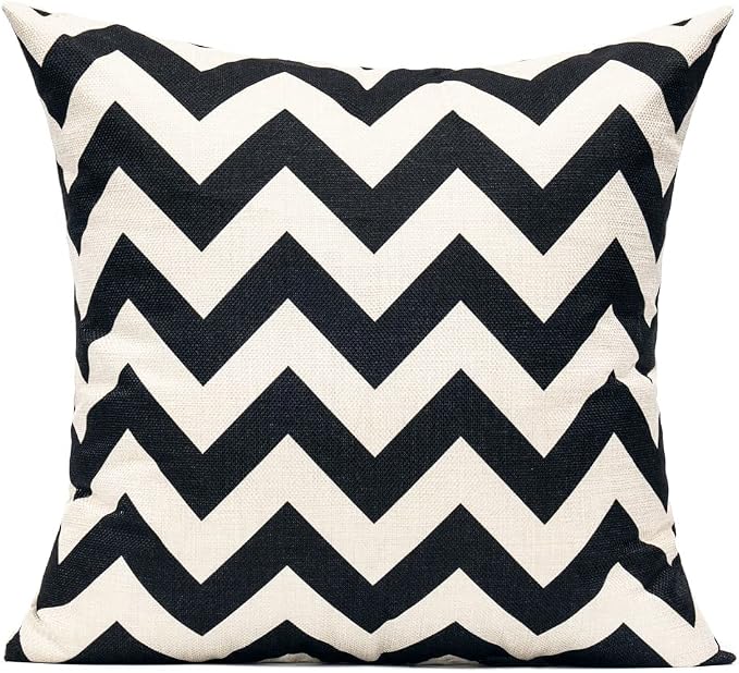 All Smiles Outdoor Waterproof Throw Pillow Covers 18X18 Set of 4,Black Beige Decorative Cushion Covers Boho Decorations Outside for Patio Furniture Porch Seat Chair Couch Sofa Living Room Geometric
