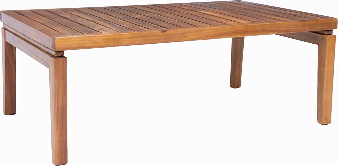 Christopher Knight Home Enya Outdoor Coffee Table, Acacia Wood Accent Table with Slatted Panel Design, Modern Patio Table for Garden Balcony, Low-Profile Table for Patio Furniture Set, Teak