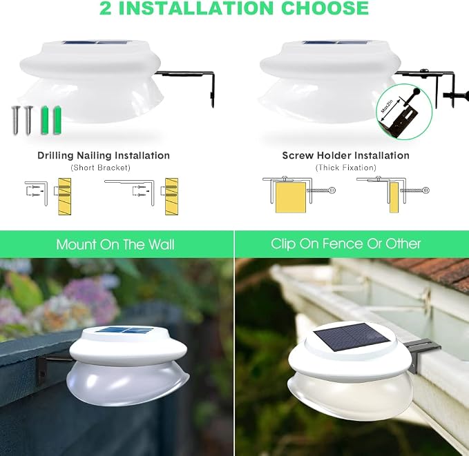 DBF Outdoor Solar Gutter Lights - Solar Fence Lights Outdoor Waterproof LED Deck Lighting Wall Mount Decorative Auto On/Off for Eaves Yard Garage Garden Deck Patio Railing (6 Pack, White)