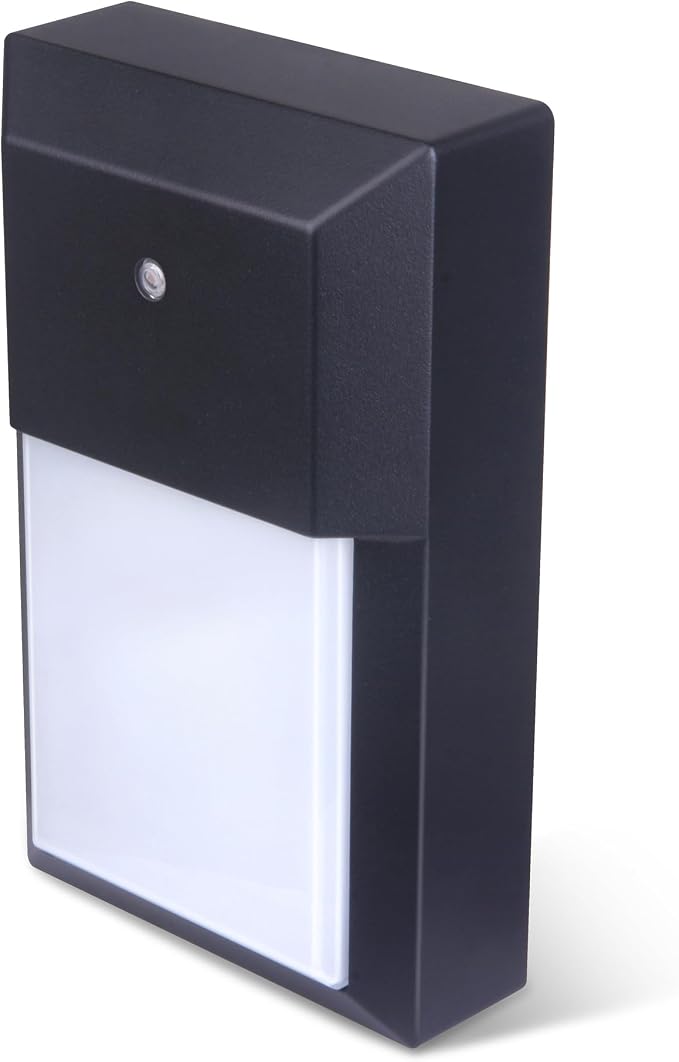 Outdoor Porch Light, LED Wall Sconce, Rustproof Aluminum | Dusk to Dawn Modern Exterior Wall Light Fixture for House, Patio, Garage, 12W 1000 Lumen, Waterproof, 3000K, Black, 1 Pack