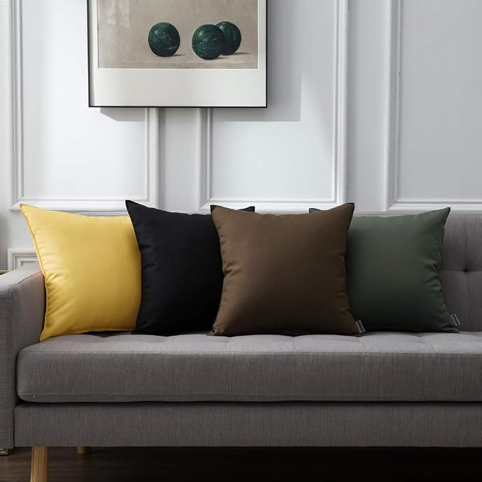MIULEE Decorative Outdoor Waterproof Pillow Covers 18x18 Yellow | Decorative Patio Furniture,Pack of 2,Accent Square Soild Throw Pillow Covers,Summer Garden Tent Couch Sofa